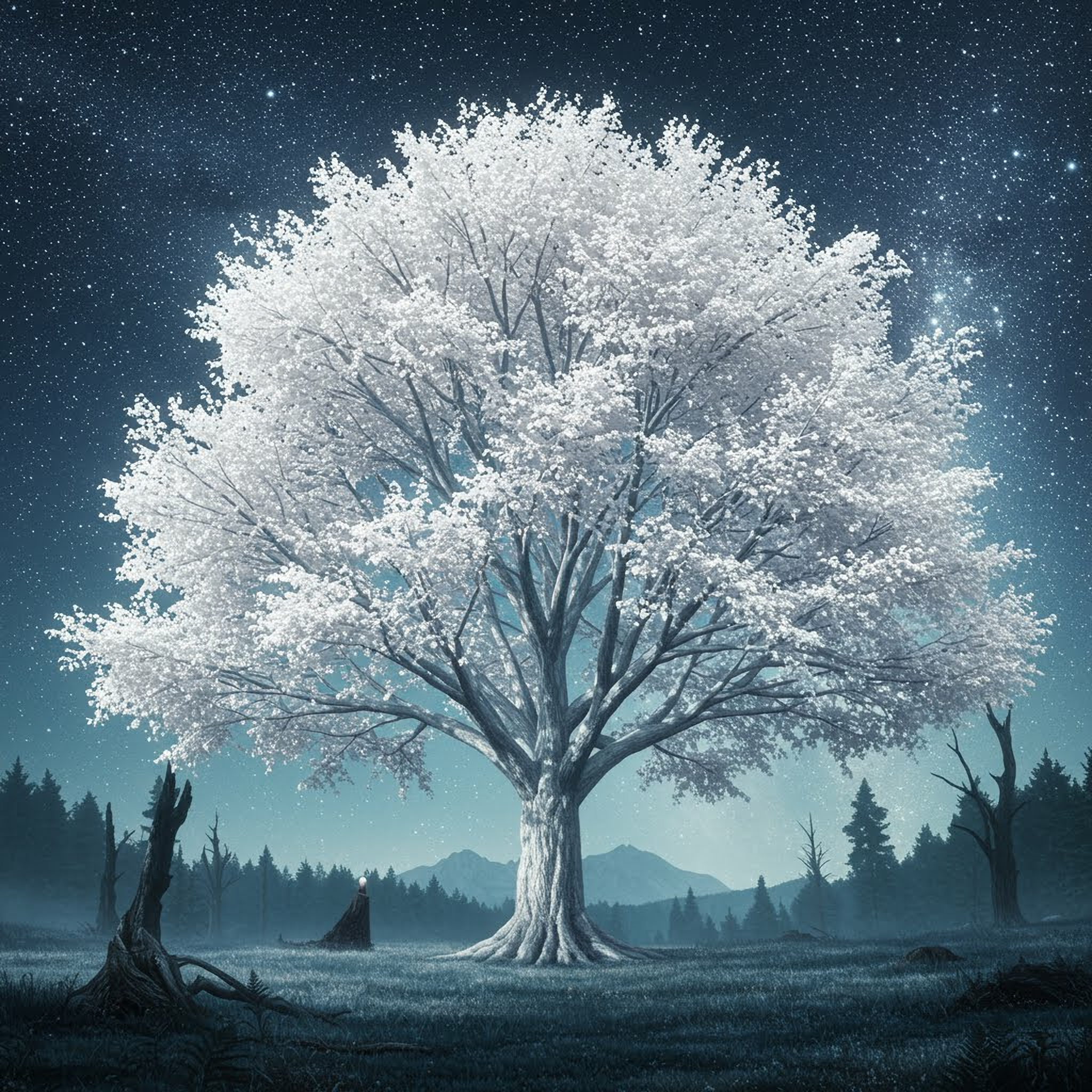 AI-generated image of Telperion, tree from the Silmarillion.